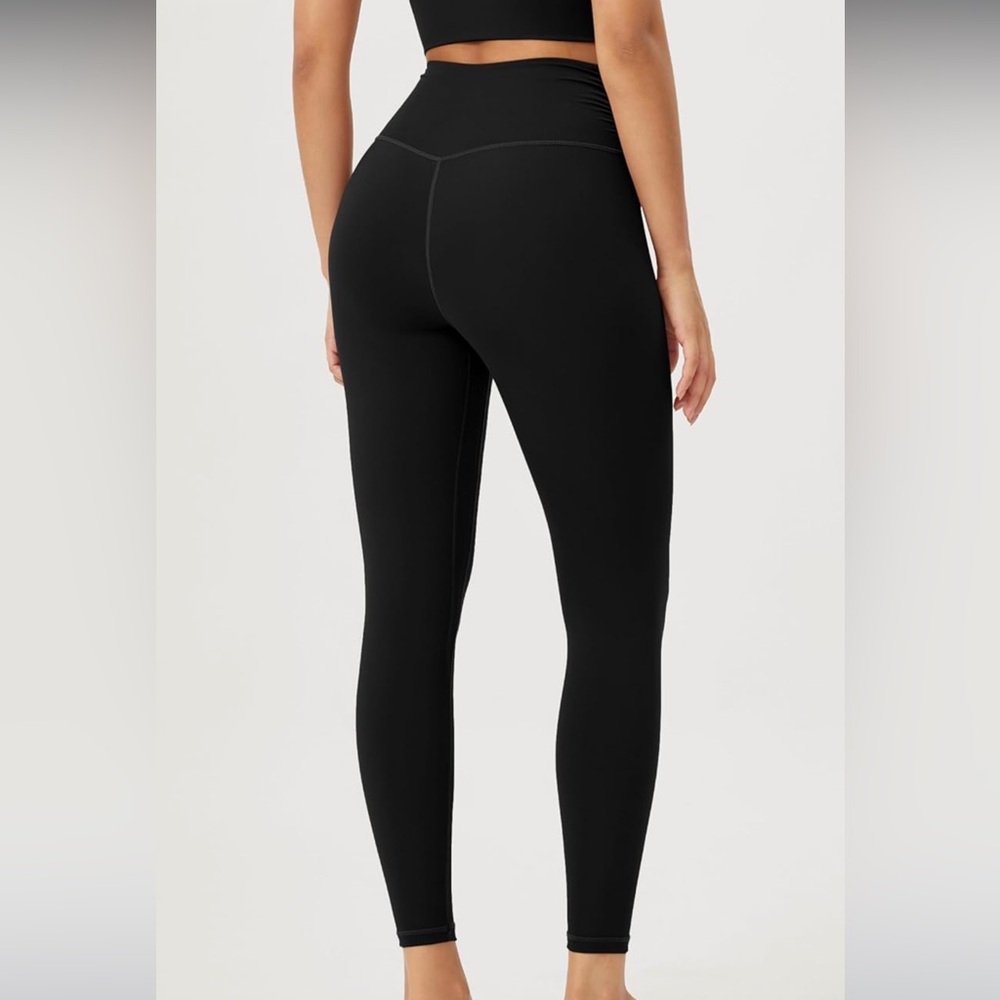 ODODOS Women's Cross Waist Yoga Leggings w/ Inner Pocket Black Medium - Picture 5 of 6